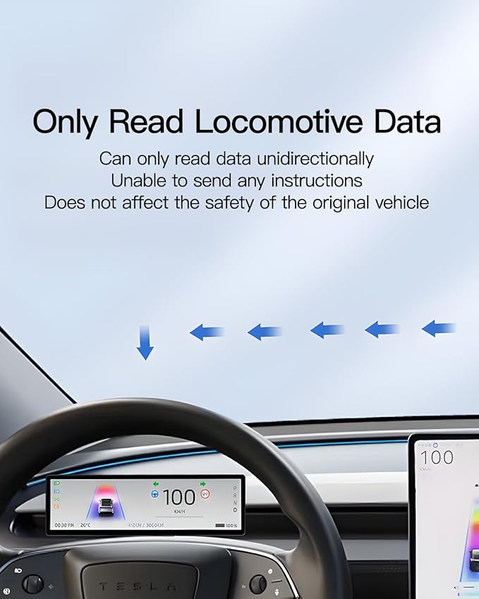 8.8 Smart LCD DisplayExclusive to 2024-2025 Model 3 HighlandOriginal Instrumentation Data/Carplay/Video InputsSafe InstallationNo Broken/No Hole