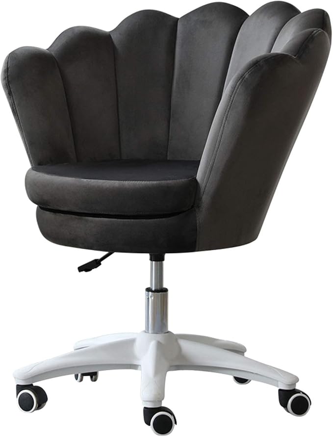 Gaming Chair Velvet Leisure Sofa Office Chair Adjustable Height Padded Seat with Casters for Teens Adults Bedroom Study Room (Color : Grey)