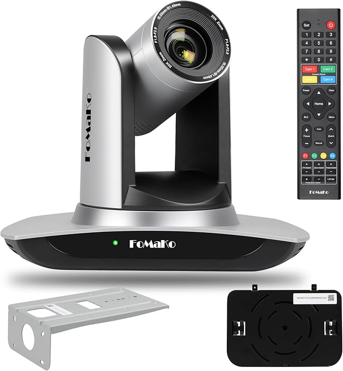 FoMaKo HDMI PTZ Camera AI Auto-Tracking Gen 3 20x Optical Zoom IP USB3.0 HDMI Camera for Church Services Worship EducationNDI UpgradeableFMK12UH Pro(20x) Silvery