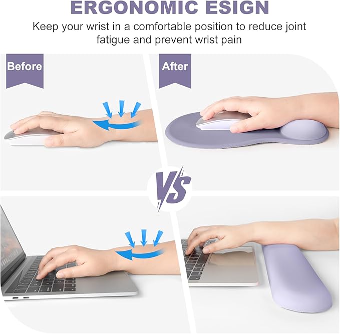 4-in-1 Large Gaming Mouse Pad Keyboard Wrist Rest Pad &amp Wrist Support Mousepad Set Extended Desk Pad Waterproof Desk Mat Protector for Home Office Decor Study Game 35.4×15.7 Inches I Noble Purpl