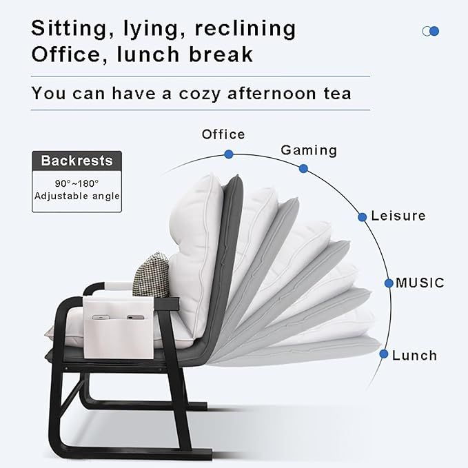 Accent Chair with Lumbar Support Super-Soft Adjustable Floor Relaxing Gaming Recliner Chair for Living Room Makeup Room Bedroom Home Office Kitchen