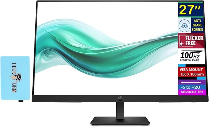 HP Series 3 Pro 27 FHD IPS Monitor with 5ms Response Time Anti Glare Flicker Free VESA Mount (100 x 100 mm) Displayport HDMI &amp DKZ Black Color