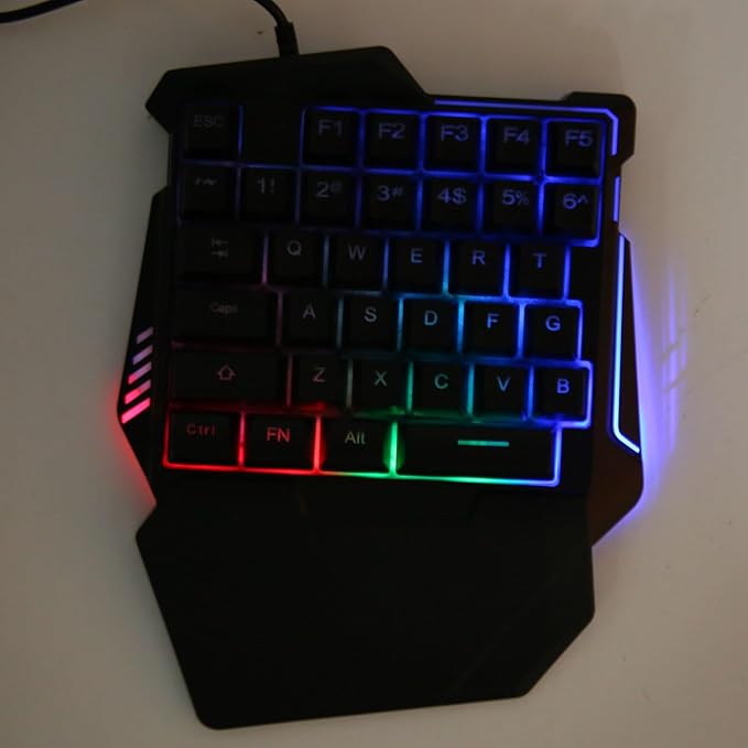One Handed Gaming Keyboard Gaming Keyboard Mini Half Hand Gaming Keyboard and Combo USB Wired LED Backlit Keyboard with and Converter Teclado Y for