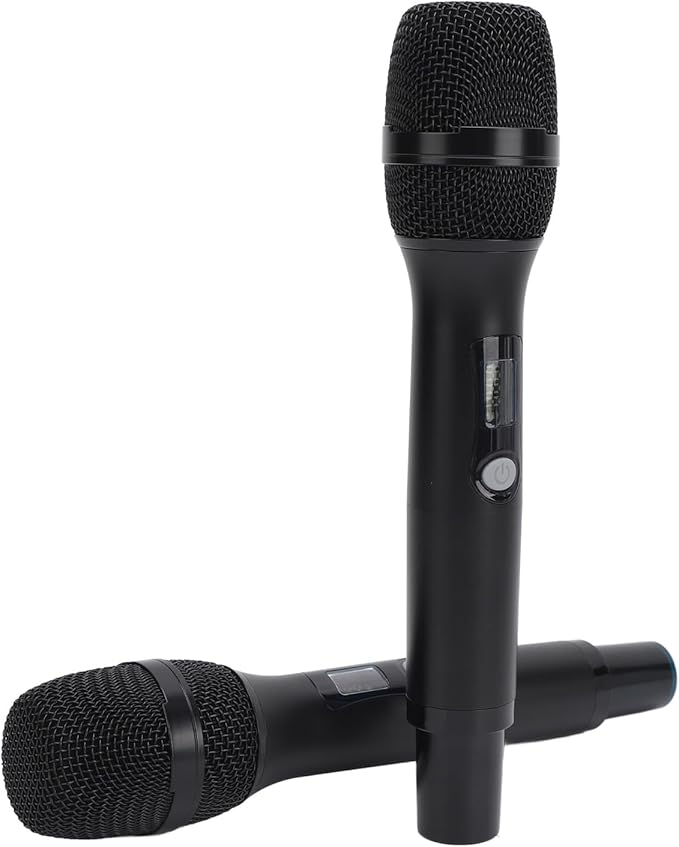 Dual None Wire Microphone Cordless Dynamic Microphone UHF Handheld Microphone with Receiver for KTV Singing