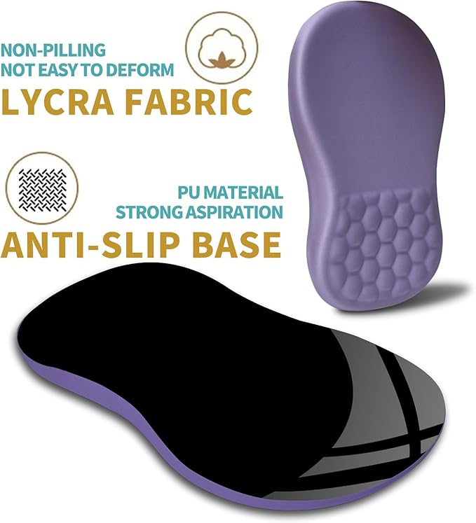 Hokafenle Ergonomic Mouse Pad Wrist Support with Massage Design Wrist Rest Pain Relief Mousepad with Memory Foam&ampNon-Slip PU Base Mouse Pads for Wireless Mouse &amp Desk (12x8 inchLavender)