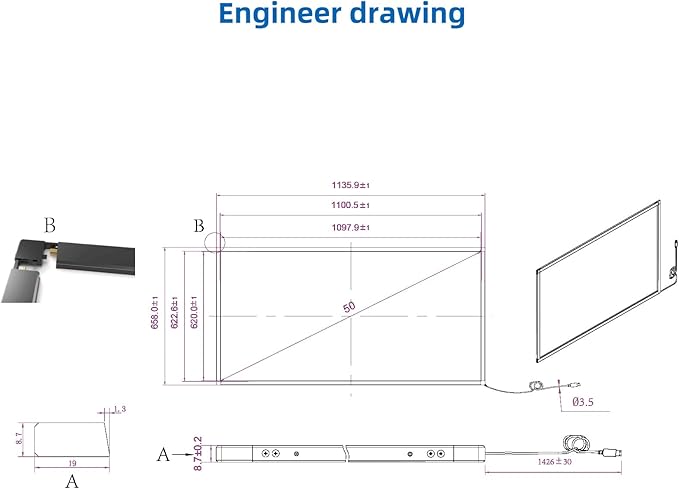 50 Inch Multi 10 Points IR Touch Screen OverlayInfrared Touch Screen Frame Without Glass