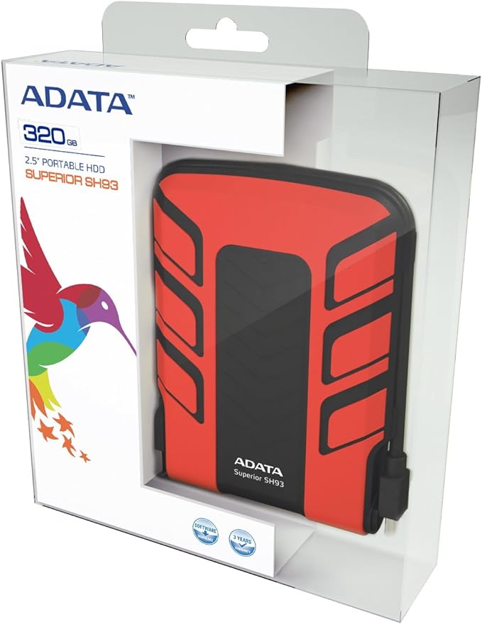 A-Data Sport Series SH93 320 GB USB 2.0 Portable External Hard Drive ASH93320GUCRD