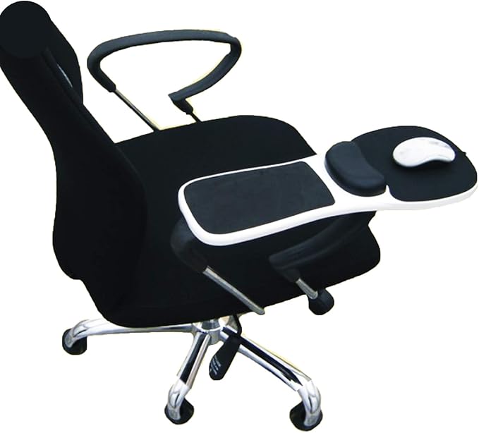 Armrest Mouse pad with arm Wrist Rest Support Adjustable Ergonomic Computer Mouse mat for Chair Home&ampOffice Chair Extender Attachable Black White