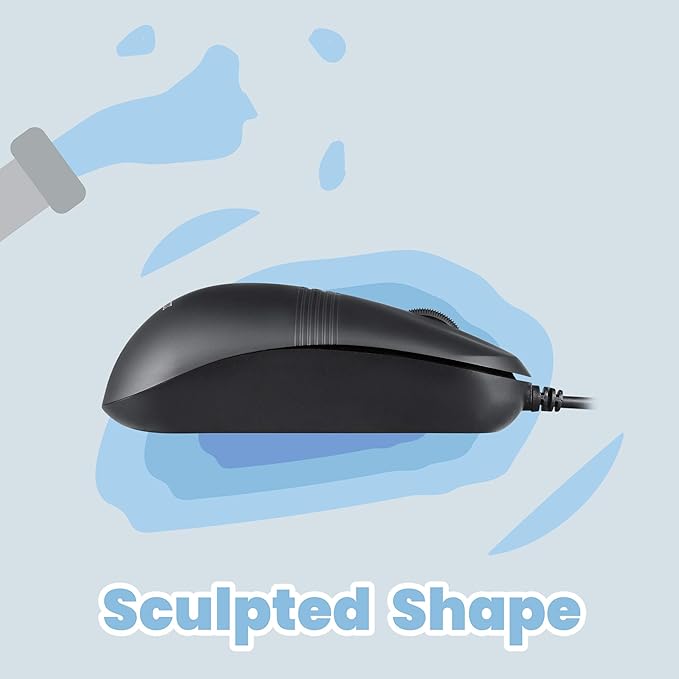 Perixx PERIMICE-503B Wired Optical Washable Mouse Black (11419)