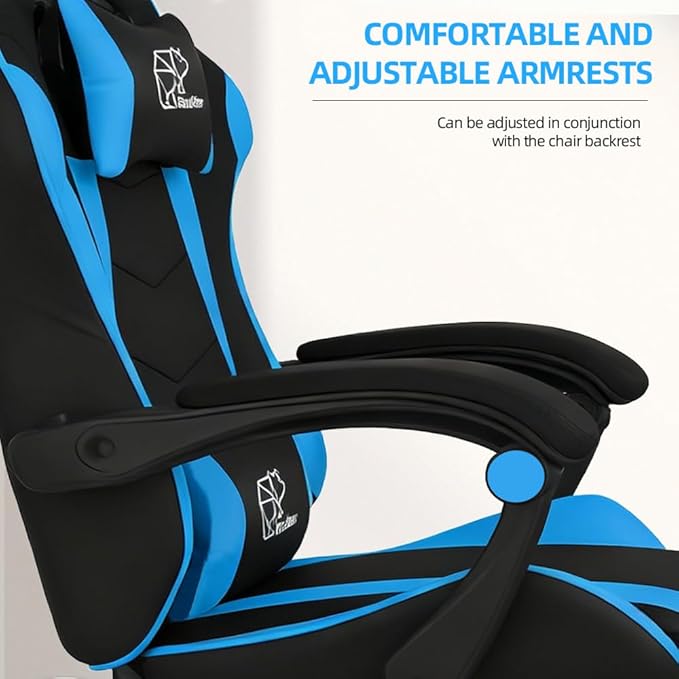 BorealBear Gaming Chair Office Chair Reclining High-Back PU Leather Computer Desk Chair with Headrest and Lumbar Support Suitable for Gaming Chairs Office Storage Office Shelving and More（Blue）