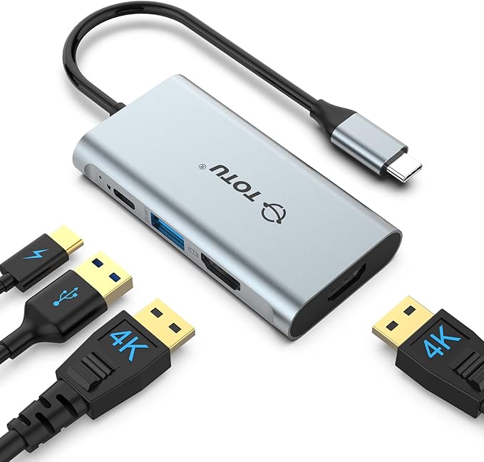 Docking Station USB C Hub TOTU 4 in 1 USB C to Dual HDMI Adapter with 4K HDMI Ports 100W Power Delivery Port USB 3.0 5Gbps Data Port for MacBook Air MacBook Pro Dell Chromebook and More