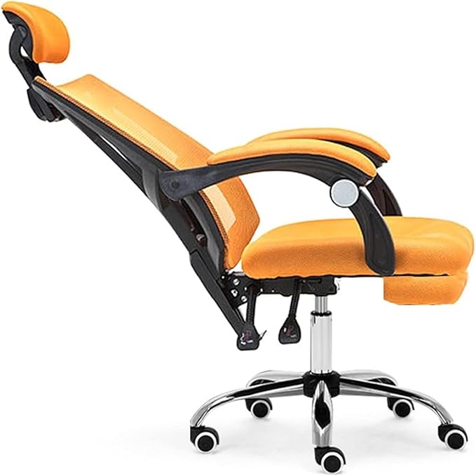 Chair Office Chair with Foot Rest Ergonomic Mesh Desk Chair Lumbar Support Computer Chair with Adjustable Headrest Swivel Task Chair Adjustable Height Gaming Chair (Color : /Orange)