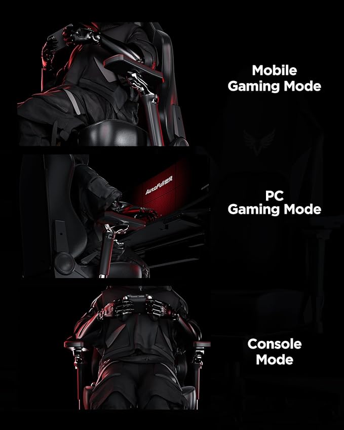 AutoFull M6 Gaming Chair Ergonomic Office Chair with Ventilated Heating AUTO Dynamic Tracking Lumbar Support 6D Adjustable Armrests and Footrest (Black)