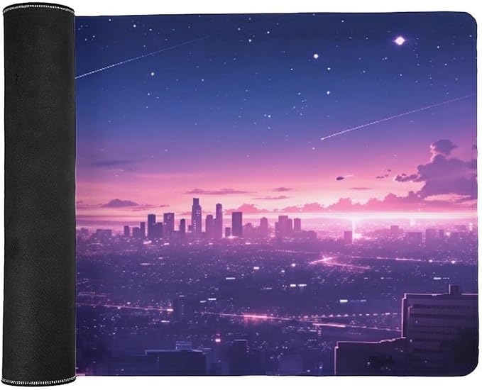 City Starry Sky Mouse Pad Large Desk Mat Extended Keyboard Mouse Pad with Non-Slip Base and Stitched Edge Mouse Mat Desk Pad 36x16 Mouse Pads for Desk Home Office Gaming