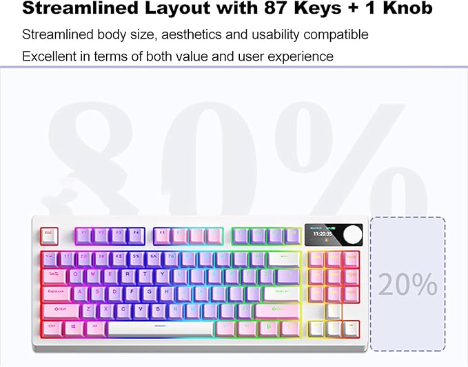 Yosoo RGB Mechanical Keyboard with Hot Swappable Keys for Gaming Office Typing (White Switch)