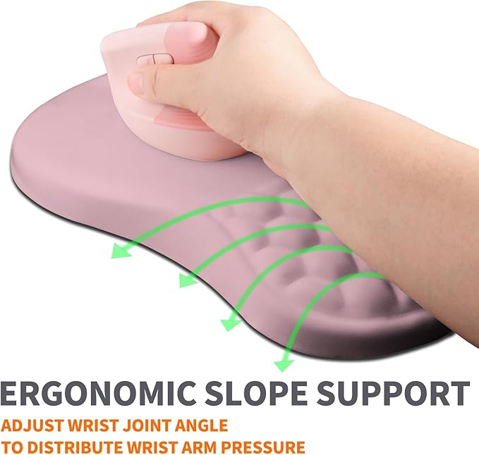 Ergonomic Joint Wrist Support Mouse Pad with Memory Foam Cushion Massage Bump Carpal Tunnel Pain Relief Mousepad Slope Design for Wrist Rest 11.8x7.9 in Thistle