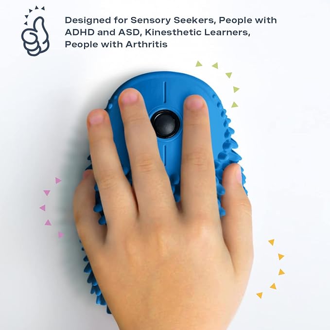 HedgeHog Health Hoglet Wireless Computer Mouse – Cute Functional and Tactile Fidget Tool. Combines Stress Relief with Comfort and Style Perfect for Enhancing Focus and Productivity (Blue)
