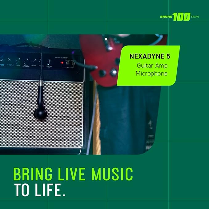 Shure Nexadyne 5 Guitar Amp Microphone with Revonic Technology - Supercardioid Dynamic Mic for Pro Amplification Enhanced Signal Clarity &amp Noise Reduction Dual-Engine Transducers (NXN5)