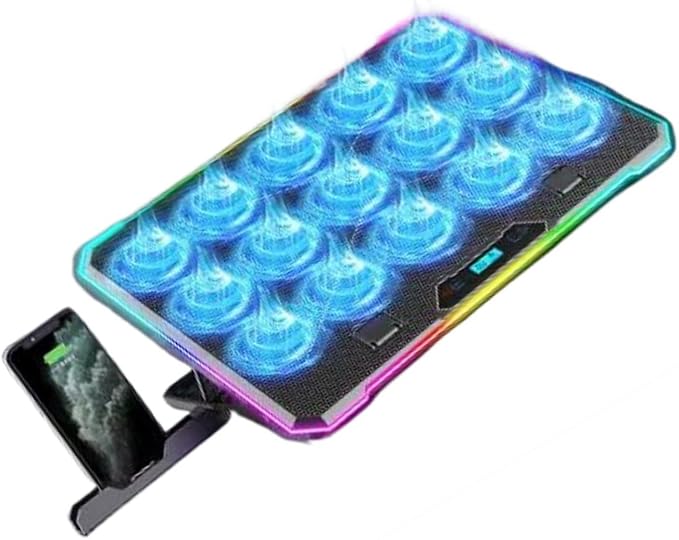 Enhances Laptop Cooling Pad for Quiet Gaming for 14in-21Inch Laptops MultiAngle Stand Phone Slot Laptop Cooling Pad
