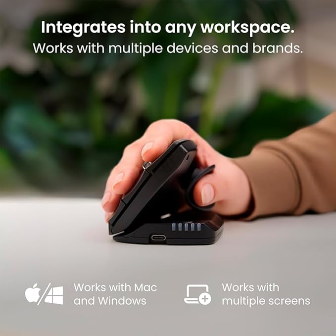 Contour Unimouse Ergonomic Vertical Mouse Adjustable 35°-70° Tilt Angle 6 Programmable Buttons for Productivity Customizable Thumb Rest for Wrist Pain Relief | Plug &amp Play Mac/PC - Wireless - Ri