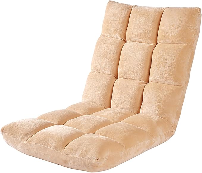 NaKeah Floor Chair w/Back Support Folding Sofa Chair w/6 Adjustable Positions Padded Lazy Sofa Floor Gaming Chair for Reading MeditatingC
