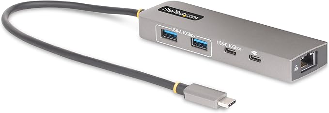 StarTech.com 3-Port USB-C Hub 2.5 Gbps Ethernet 100W PD Pass-Through Port USB 3.2 10Gbps 2X USB-A/1x USB-C Portable Hub