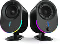 Computer Speakers LITTOAK Bluetooth PC Speakers AC Powered Gaming Speaker with 3 EQ Modes Stereo Speakers with 6 RGB Modes Aux in Headphone USB port Speaker for Laptop/Desktop/TV 2*15W 2.0 CH