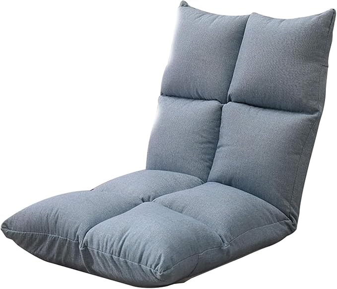 ELEFOCUS Folding Sofa Chair Folding Floor Chair 5 Gears Adjustable Leisure Meditation Chair with Backrest for Living Room(Light Blue)