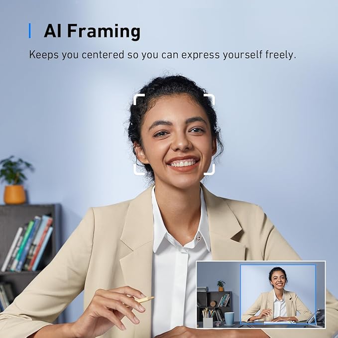 AnkerWork C310 4K Webcam &amp AnkerWork Mini Tripod 12MP 4K@60FPS HDR AI Auto Focus Framing Noise Canceling Mic Aluminum Black Compatible with Webcams Cameras up to 1.5kg