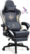 GTPLAYER Gaming Chair with Bluetooth Speakers and Footrest Dragon Series Video Game Chair Heavy Duty Ergonomic Esports Computer Office Chair(BLUEGRAY)