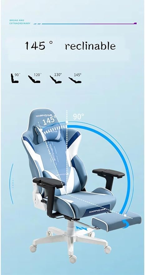 Office Chair Gaming Chair with Footrest and Headrest Lumbar Support Big and Tall Computer Gamer Chair Height Adjustable(Size:SizeColor:B)