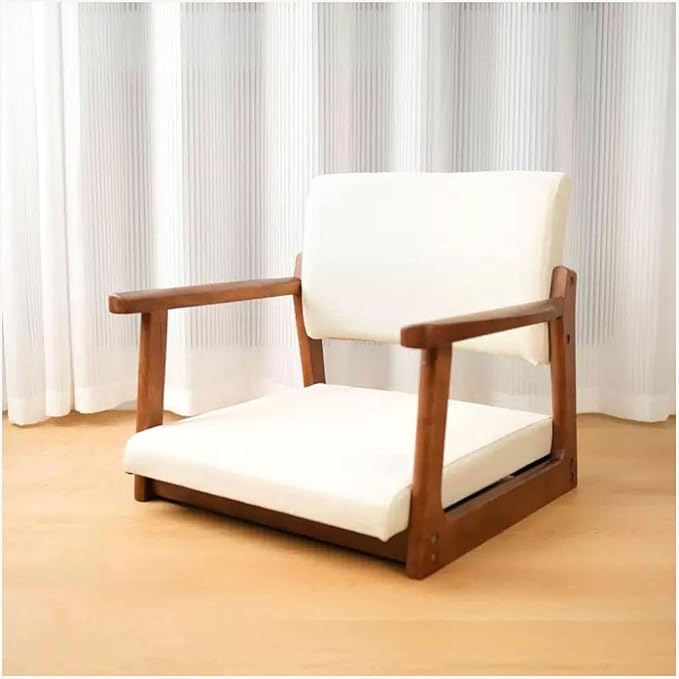 ELEFOCUS Armrest Legless Chair Floor Chair Timber Lazy Fabric Cushion Back Support Tatami Living Room 50X48X50CM(I)