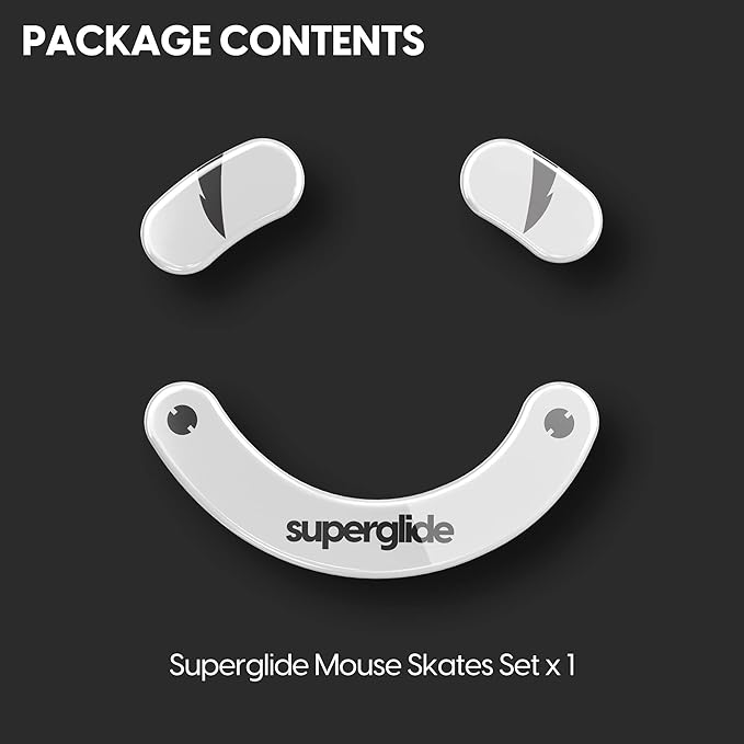 Superglide Glass Mouse Skates - Super Smooth Glide Polished Round Edge Super Fast Gaming Mouse Feet with Durable Sole for Razer Deathadder v3 Pro (Type-S White)