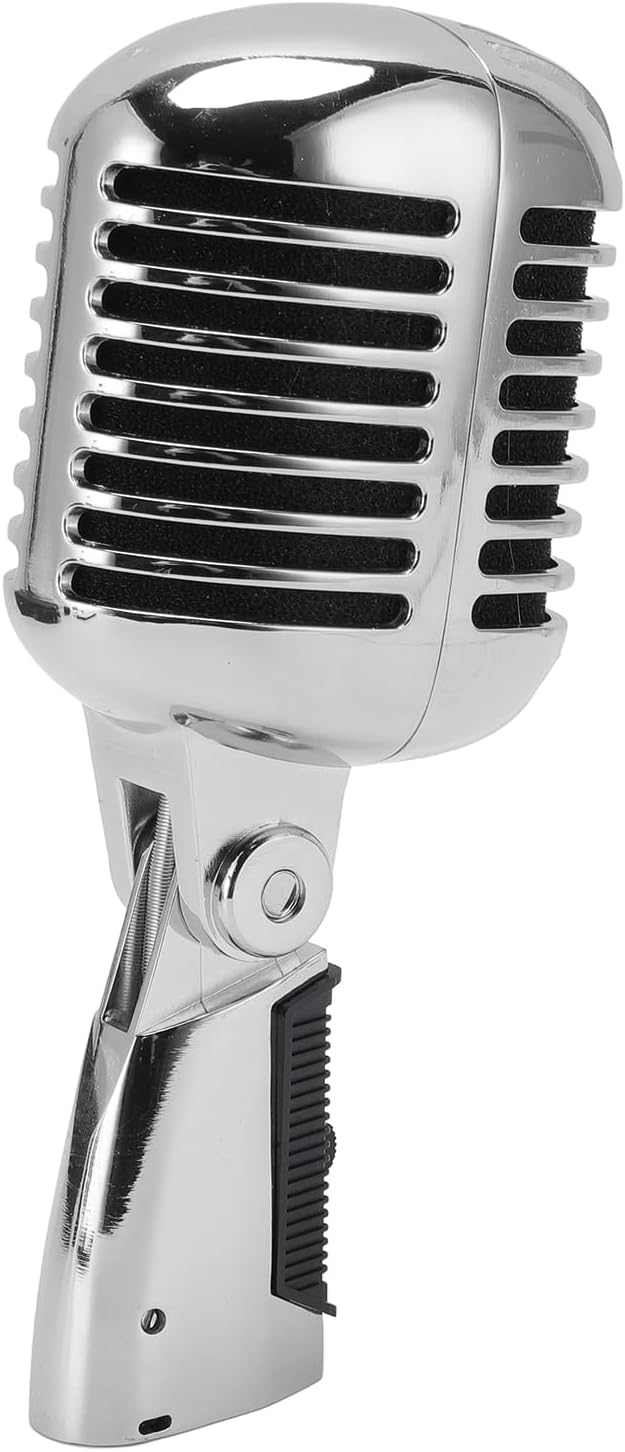Zunate Dynamic Microphone Cardioid Pickup with Adjustable Swing Mount Zinc Alloy Shell Shock Mount Structure BuiltIn Soundproof Housing for Stage Performance KTV Studio Recording (Silver)