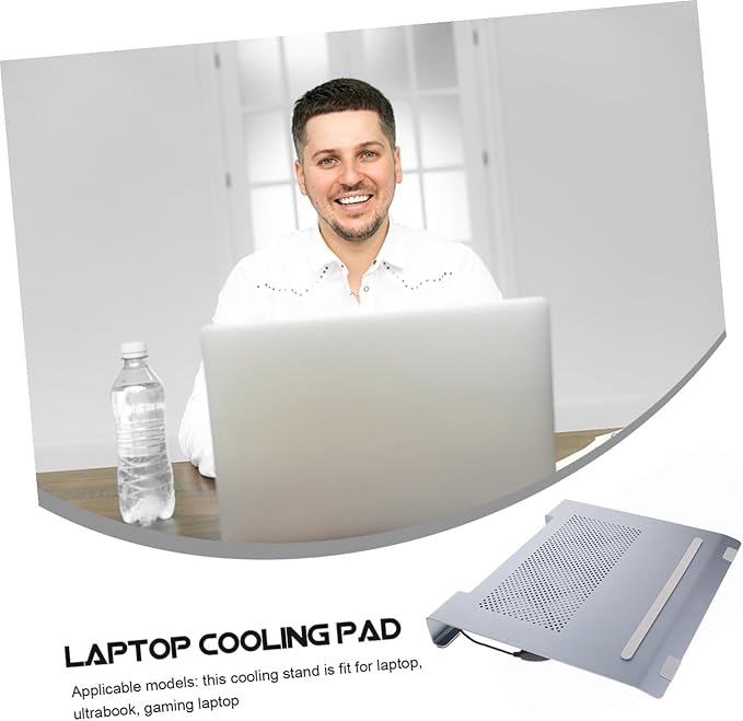 Aluminum Alloy Laptop Cooler Stand with Dual Fans for Notebooks to 17.3 Inch Quiet Cooling Pad with Elevated Ergonomic Design Gray Compatible with Gaming and Office Laptops