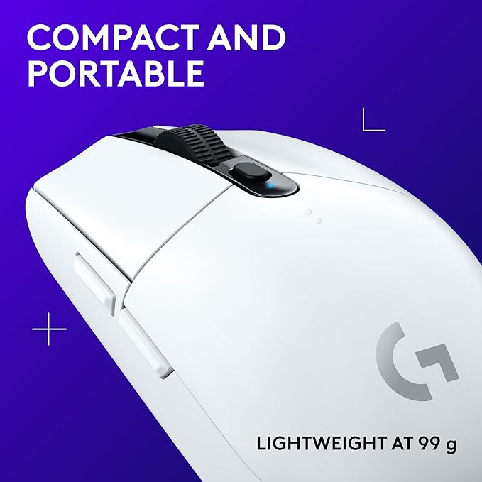 Logitech G305 Lightspeed Wireless Gaming Mouse Hero Sensor 12000 DPI Lightweight 6 Programmable Buttons 250h Battery On-Board Memory Compatible with PC Mac - White