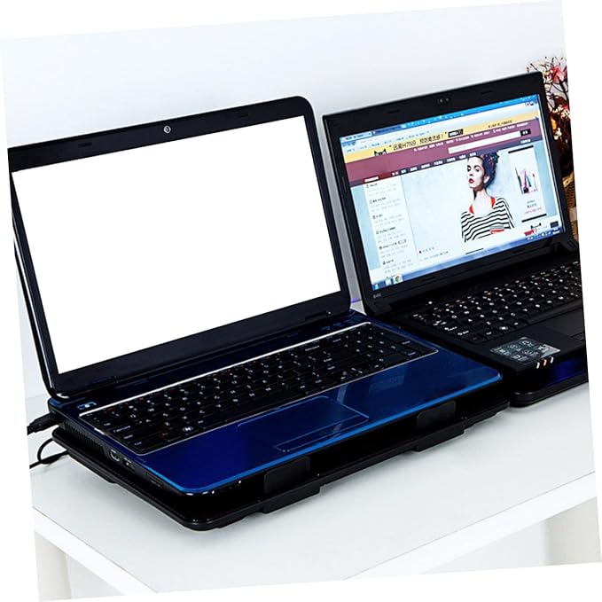 Laptop Cooling Pad with Quiet Fans Black Thin Cooling Stand for Gaming and Office Use Anti-Slip Design Notebook Radiator Compatible with Laptops