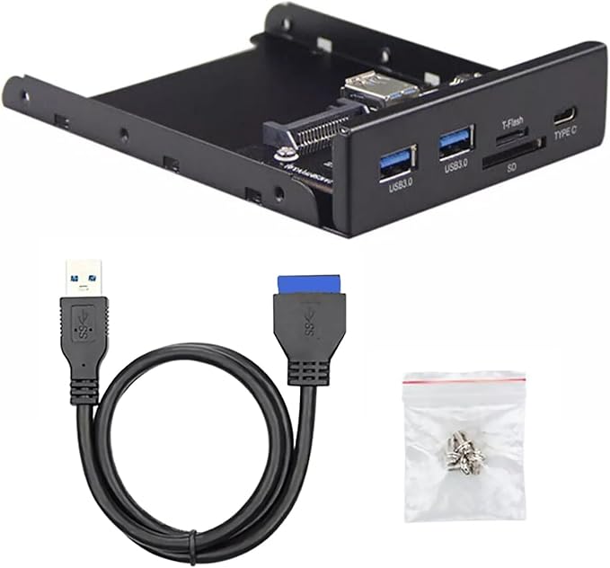 3.5 Inch Front Panel USB C Hub 20 Pin to Type-C USB 3.0 Micro SD/TF Card Reader Parts Up to 5Gb/s