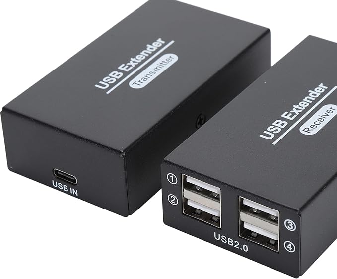 USB Extender Ethernet RJ45 LAN Extension Transmit 120m/394ft Over Single Ethernet Cat5e 6 7 Up to 480Mbps with 4 USB 2.0 Hub for for OS X for Android for Linux (US Plug)