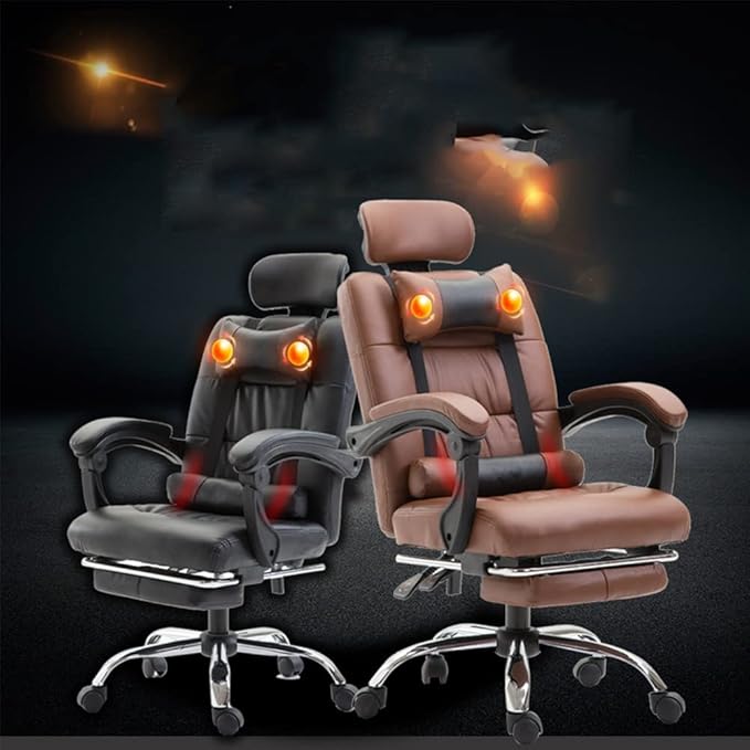 HOTRA Gaming Chair with Footrest and Massage Ergonomic Computer Game Chair High Back Computer Gamer Chair Video Gaming Chairs PC Office Chair (Color : Beige)