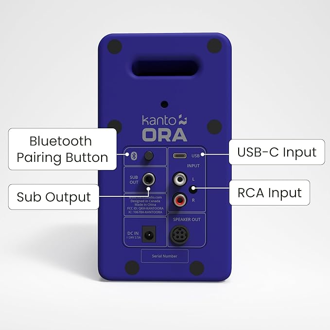 Kanto ORAML 100W Powered Reference Desktop Computer Speakers with Bluetooth 5.0 and USB-C Input | Bi-Amplified | 100 Hz Automatic Crossover | Reference Quality Sound | Pair | Purple