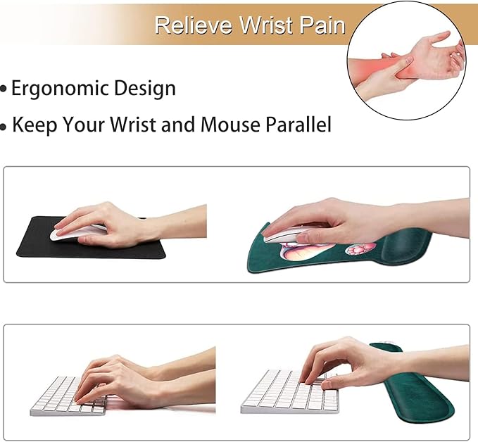 Keyboard Wrist Rest and Mouse Pad Wrist Support Set Ergonomic Gel Mouse Pad Wrist Rest with Non-Slip Base for Home Office Desk Pad Cartoon Animal Cute Baby Elephants Pattern Gaming Mouse Mat