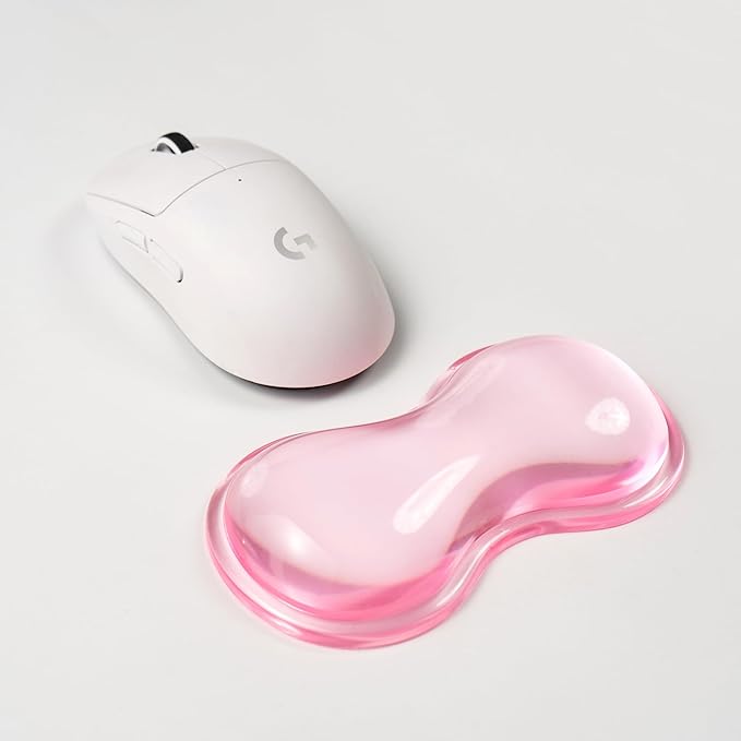 Ergonomic Silicone Gel Keyboard and Mouse Wrist Rest Set – Clear Wrist Rest for Keyboard 60%/68%/75% Comfort &amp Support for Typing and Gaming (Light Pink)