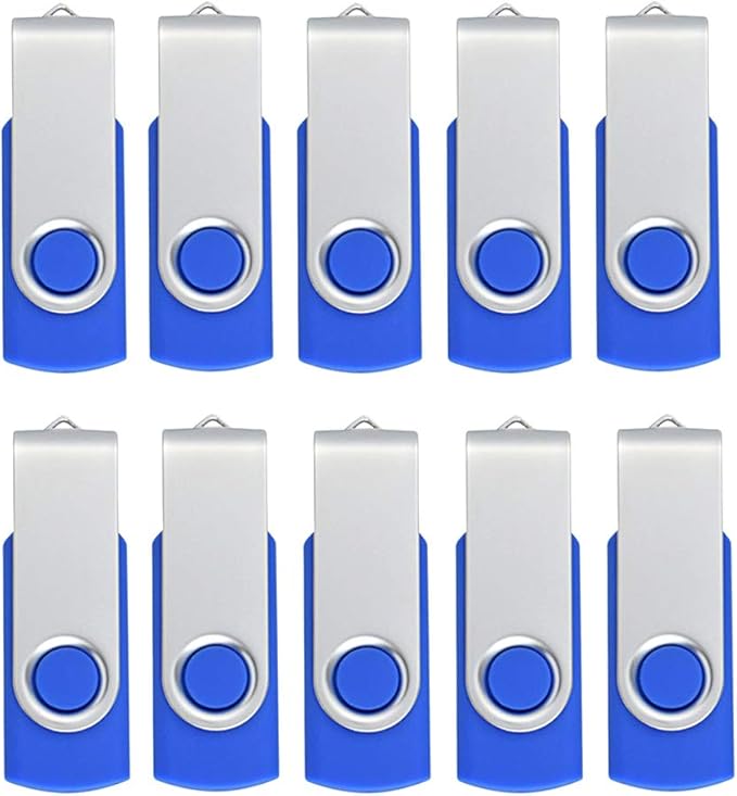 Aiibe 10 Pack 4GB Flash Drive USB Flash Drive Thumb Drives USB 2.0 Memory Stick Wholesale/Lot/Bulk (4GB 10 Pack Blue)