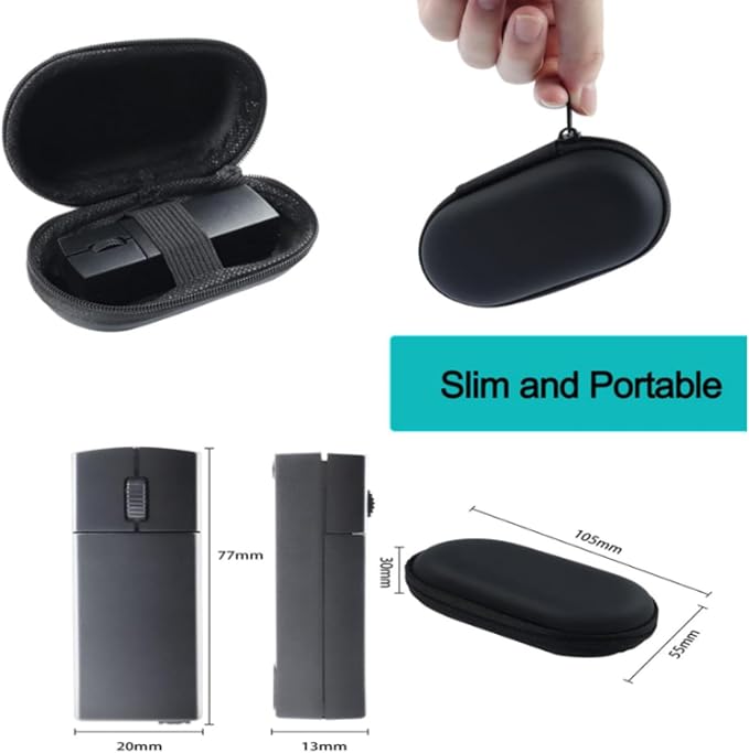 Ultra Small Bluetooth Wireless MouseDual Mode (Bluetooth+2.4G) Silent Rechargeable Mouse with Case1200 DPI Small Portable Mini Pocket Travel Cordless Mice for PC Computer Laptop MacBook Chromebook