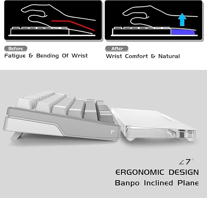 SELORSS Acrylic Keyboard Wrist Rest -80% TKL Mechanical Keyboard- CNC Aluminum Alloy Customized Logo Desk Wrist Support for Computer KeyboardAnti-Slip BaseWrist Pad for Office &amp HomeSilver