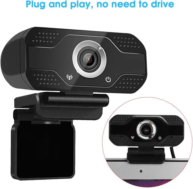 1080p HD Webcam with Microphone for Desktop - USB Plug and Play Online Class Camera Built-in Audio Pickup Perfect for Streaming &amp Video Conferencing