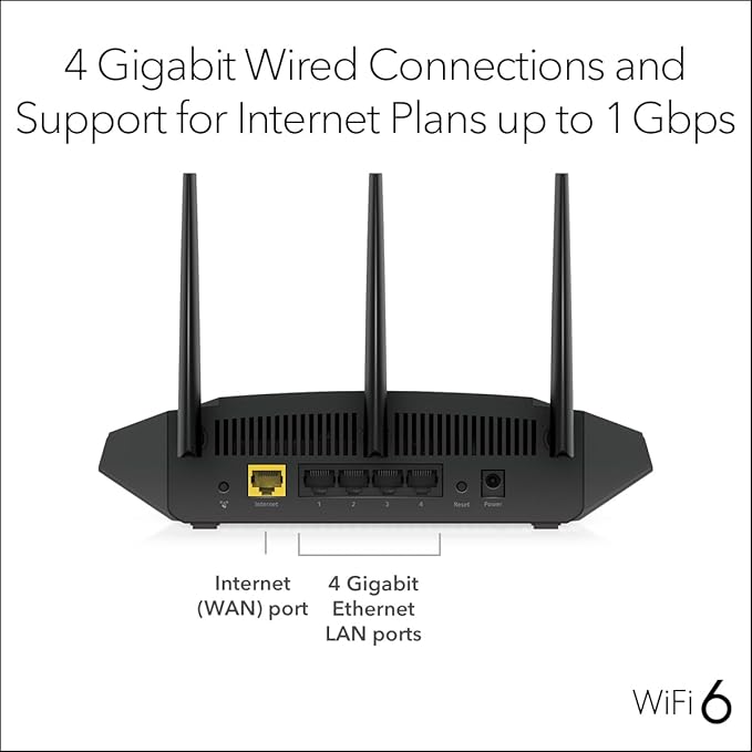 NETGEAR Nighthawk Wifi 6 Router (RAX36S) – 4-Stream Gigabit Router AX3000 Dual-Band Wireless Speed (Up To 3Gbps) | Covers Up To 2000 Sq. Ft. 25 Devices | Includes 1-Year Armor Internet Security