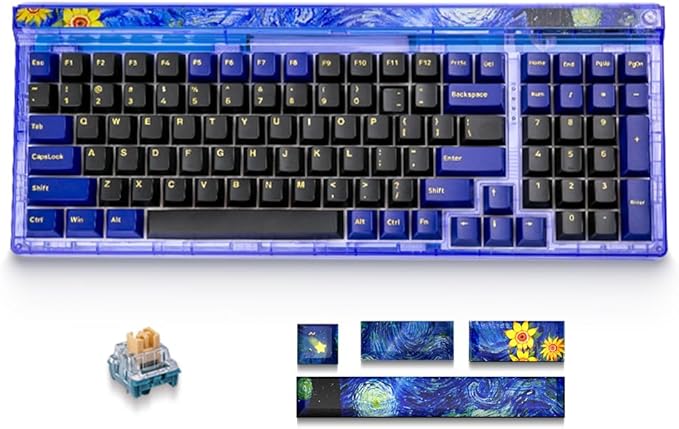 Newmen GM980 Wireless Mechanical KeyboardTri-Mode BT5.0/2.4GHz/USB-C Hot Swappable Custom Keyboard100 Keys Gasket Gaming Keyboards PBT keycaps Pre-lubedTactile Switch RGB Backlit (Dailuo Switch)