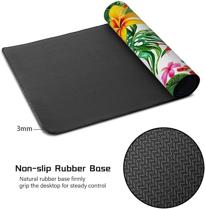 Tropical Palm Butterfly Large Mouse Pad Gaming Mousepad Desk Mat for Desktop Computer Keyboard Waterproof Mouse Mat Desk Pad with Non-Slip Base for Game School Office Home 35.4 x 15.7